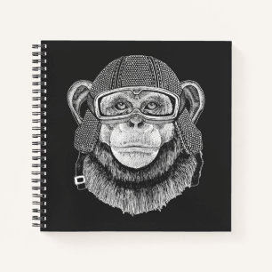 Chimpanzee Motorradfahrer Notizbuch