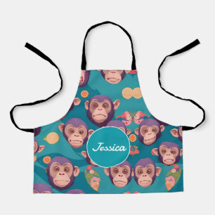 Chimpanzee Pastel Personalisiertes Muster Schürze