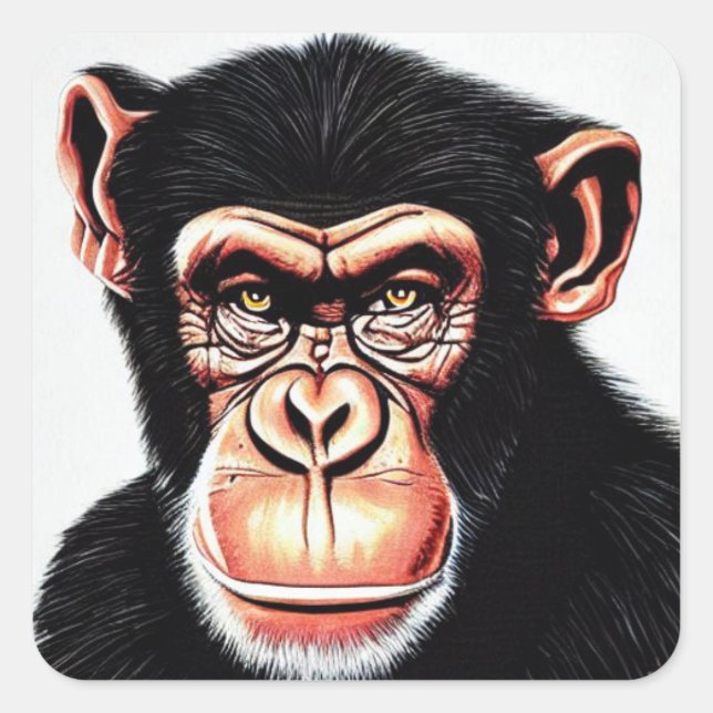 Chimpanzee Quadratischer Aufkleber (Vorderseite)