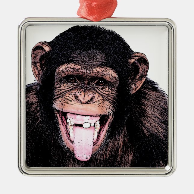 Chimpanzee Silbernes Ornament (Vorne)