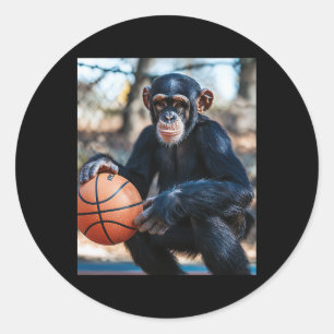 Chimpanzee Sketll Affe Funny Graphic 1 Runder Aufkleber