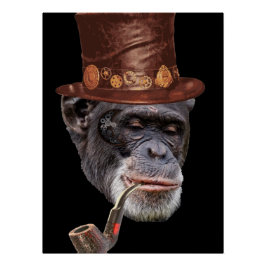 Chimpanzee steampunk style poster