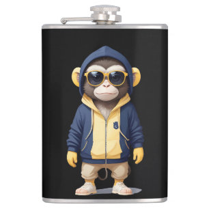 Chimpanzee Wear Hoodie Funny Cool Animal Vector Flachmann