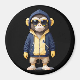 Chimpanzee Wear Hoodie Funny Cool Animal Vector Magnet