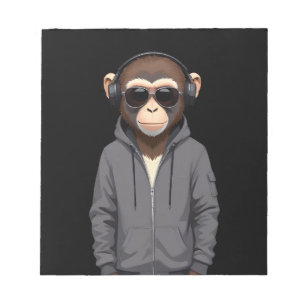 Chimpanzee Wear Hoodie Funny Cool Animal Vector Notizblock