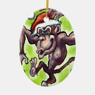 Chimpanzee Weihnachten Keramik Ornament