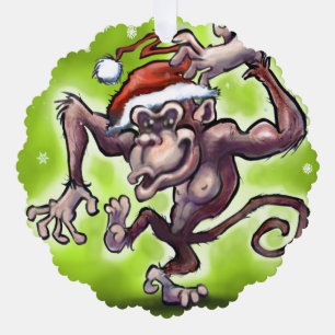 Chimpanzee Weihnachten Ornament Karte