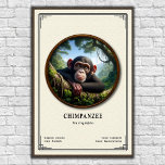 Chimpanzee Zoology Series Poster<br><div class="desc">• This digital illustration features a detailed specimen study presented in a classic natural history museum style with scientific data and a vintage aesthetic.
• Requests and/or questions are encouraged and appreciated!</div>