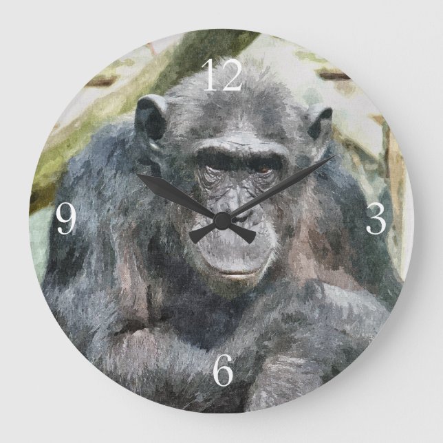 CHIMPANZEES GROßE WANDUHR (Vorderseite)