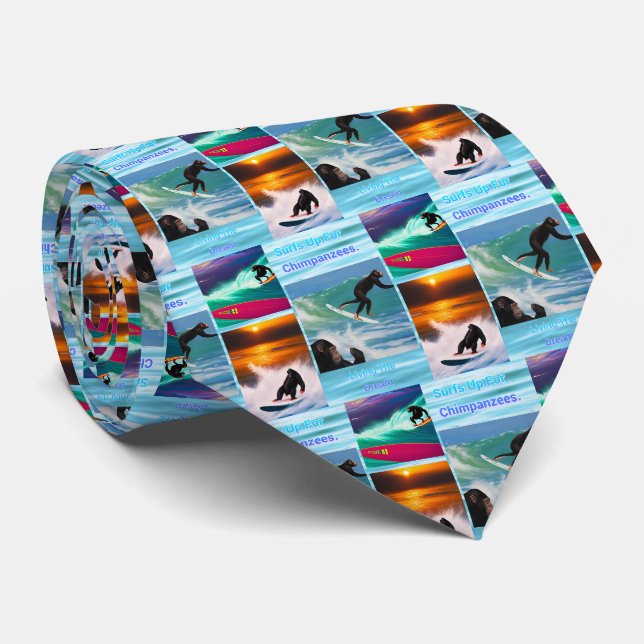 Chimpanzees Surfing Photo Collage, Neck Tie Krawatte (Gerollt)