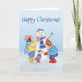 Chimpanzés mignons construisant une carte de Noël
