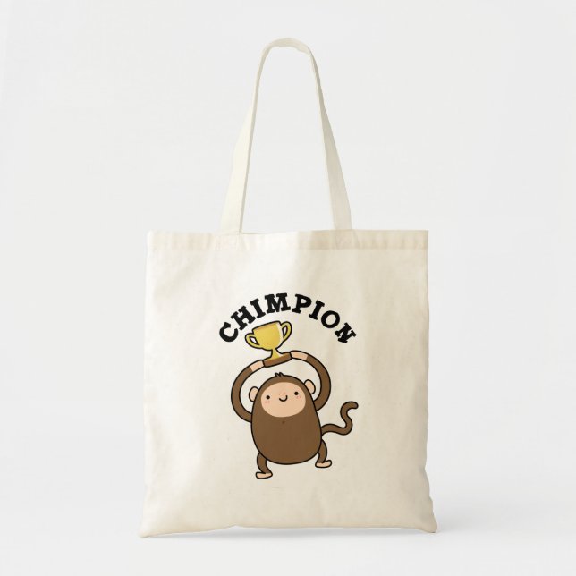 Chimpion Funny Champion Chimpanzee Pun Tragetasche (Vorne)
