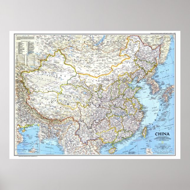 " China: 1991/heute - Detaillierte Mauer-Karte Poster (Vorne)