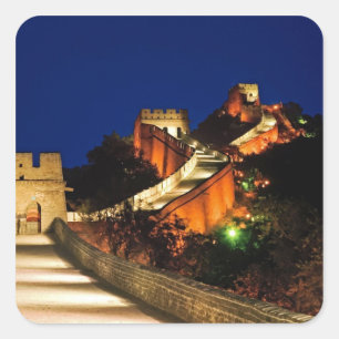 China, Badaling, Große Mauer, Aussicht auf Quadratischer Aufkleber