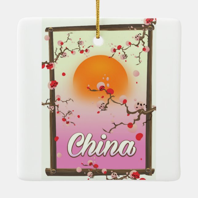 China Blossom Sunset Keramikornament (Rückseite)