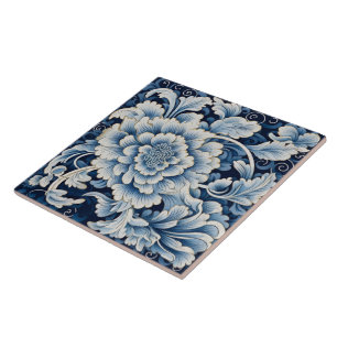 China Blue Ink Blume Art 11 Fliese
