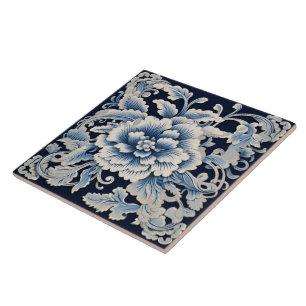 China Blue Ink Blume Art 13 Fliese