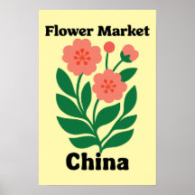 China-Blumenmarkt Korallen-Pfingstrose und grünes 