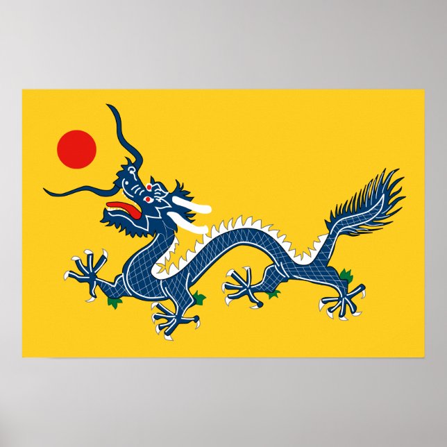 China Chinesische Drachenflagge Qing-Dynastie Poster (Vorne)