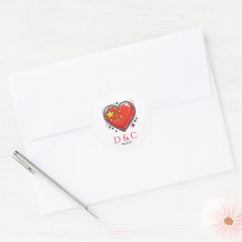 China Couple Heart Wedding Runder Aufkleber