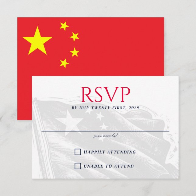 China Couple RSVP Karte (Vorne/Hinten)