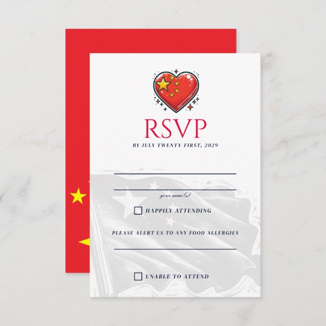 China Couple RSVP Karte (Vorne/Hinten)