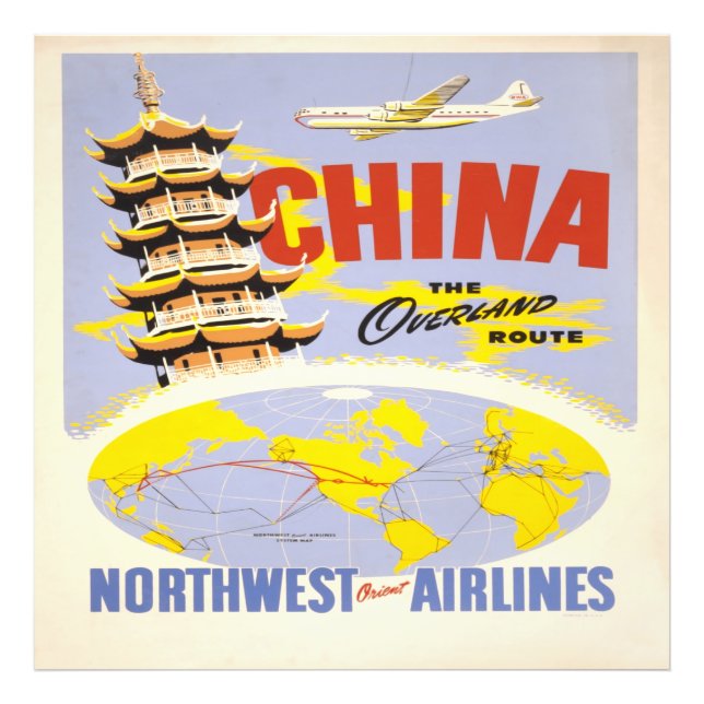 China, die Überlandroute Nordwest-Orient-Fluglinie Fotodruck (Vorne)
