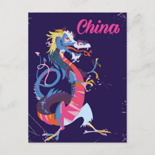 China-Drache im Vintage-Stil-Reiseposter Postkarte