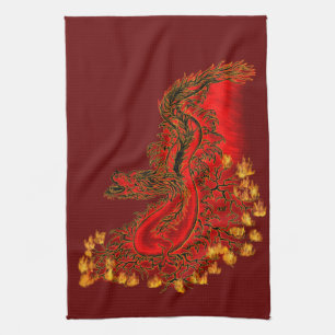 China-Drache rot-goldene Gestaltung Handtuch