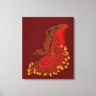 China-Drache rot-goldene Gestaltung Leinwanddruck
