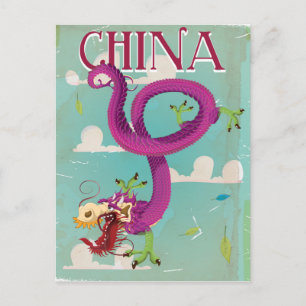 China-Drache Vintage-Reiseposter Postkarte