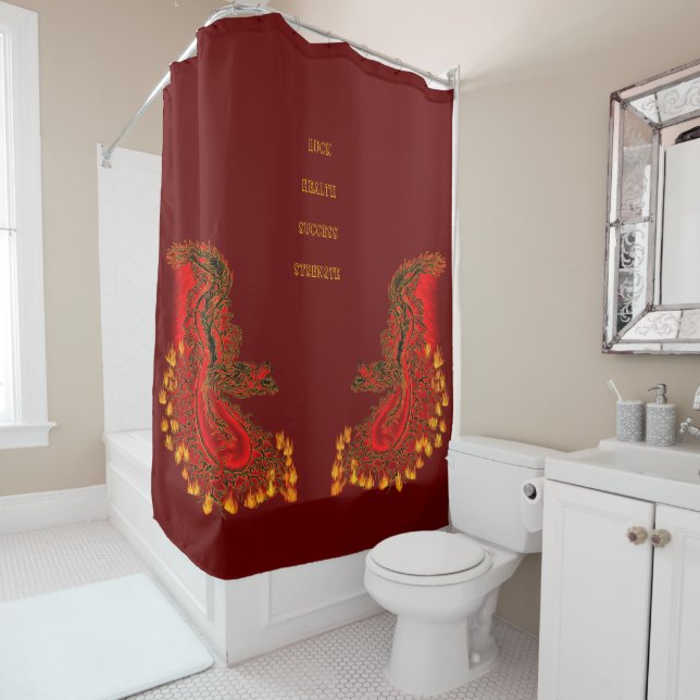 China Drachenrot und Golddesign Duschvorhang (Beispiel)