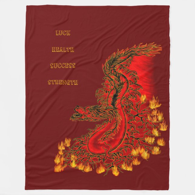 China Drachenrot und Golddesign Fleecedecke (Vorderseite)