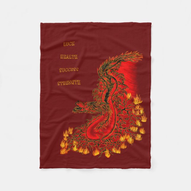 China Drachenrot und Golddesign Fleecedecke (Vorderseite)