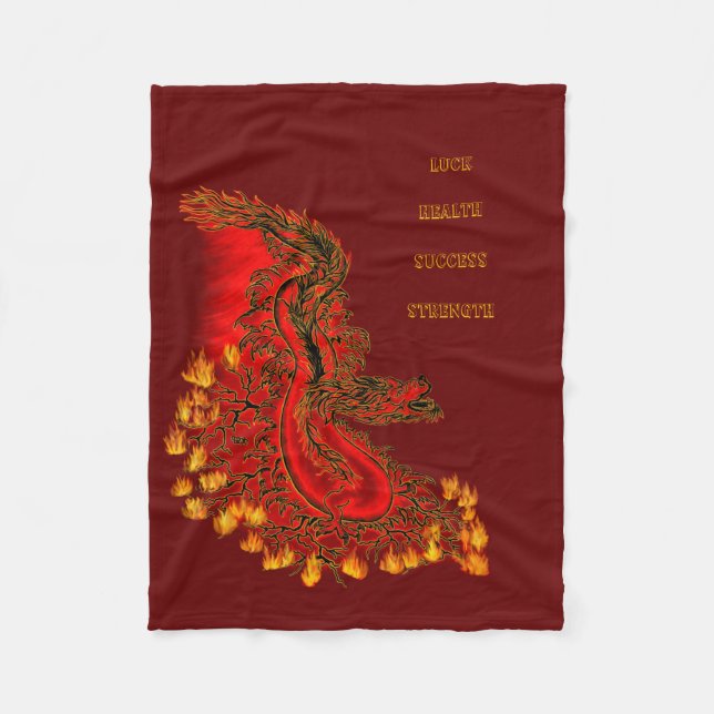 China Drachenrot und Golddesign Fleecedecke (Vorderseite)