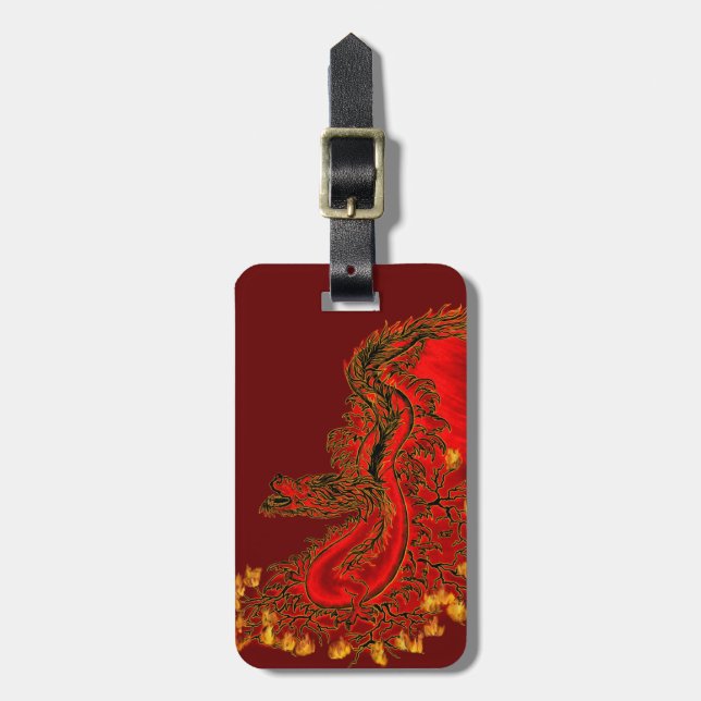 China Drachenrot und Golddesign Gepäckanhänger (Vorderseite vertikal)