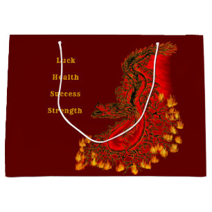China Drachenrot und Golddesign Große Geschenktüte