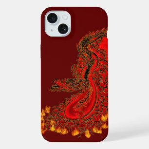 China Drachenrot und Golddesign iPhone 15 Plus Hülle
