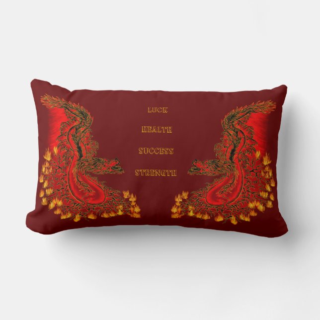 China Drachenrot und Golddesign Lendenkissen (Vorderseite)