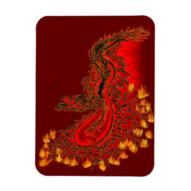 China Drachenrot und Golddesign Magnet (Vertikal)