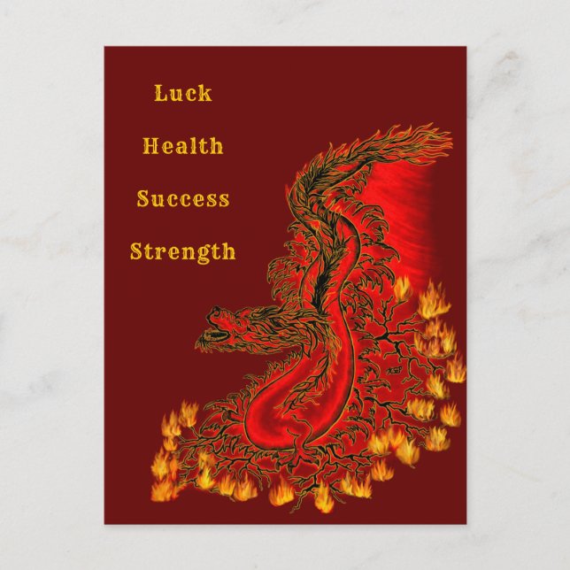China Drachenrot und Golddesign Postkarte (Vorderseite)