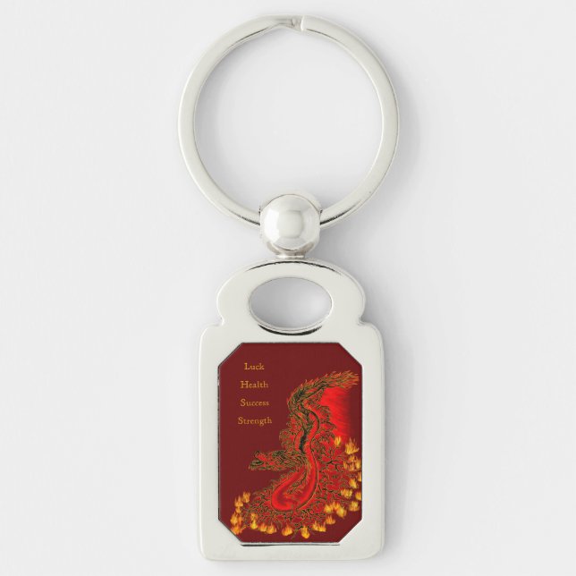 China Drachenrot und Golddesign Schlüsselanhänger (Vorderseite)