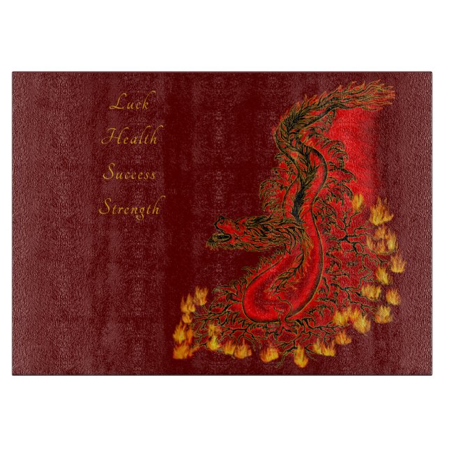 China Drachenrot und Golddesign Schneidebrett (Vorderseite)
