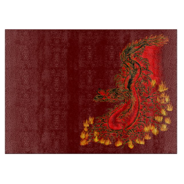 China Drachenrot und Golddesign Schneidebrett (Vorderseite)
