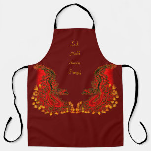 China Drachenrot und Golddesign Schürze