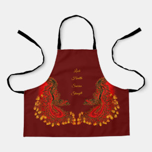 China Drachenrot und Golddesign Schürze