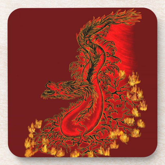 China Drachenrot und Golddesign Untersetzer (Vorderseite)
