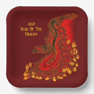 China Dragon , 2024 Jahr des Drachen Pappteller