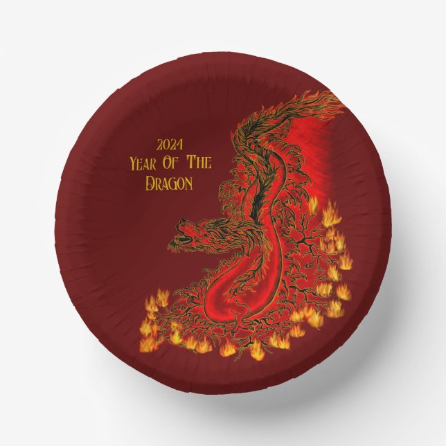 China Dragon , 2024 Jahr des Drachen Pappteller (Vorderseite)