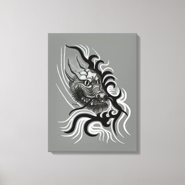China Dragon im Tattoostil Leinwanddruck (Vorderseite)